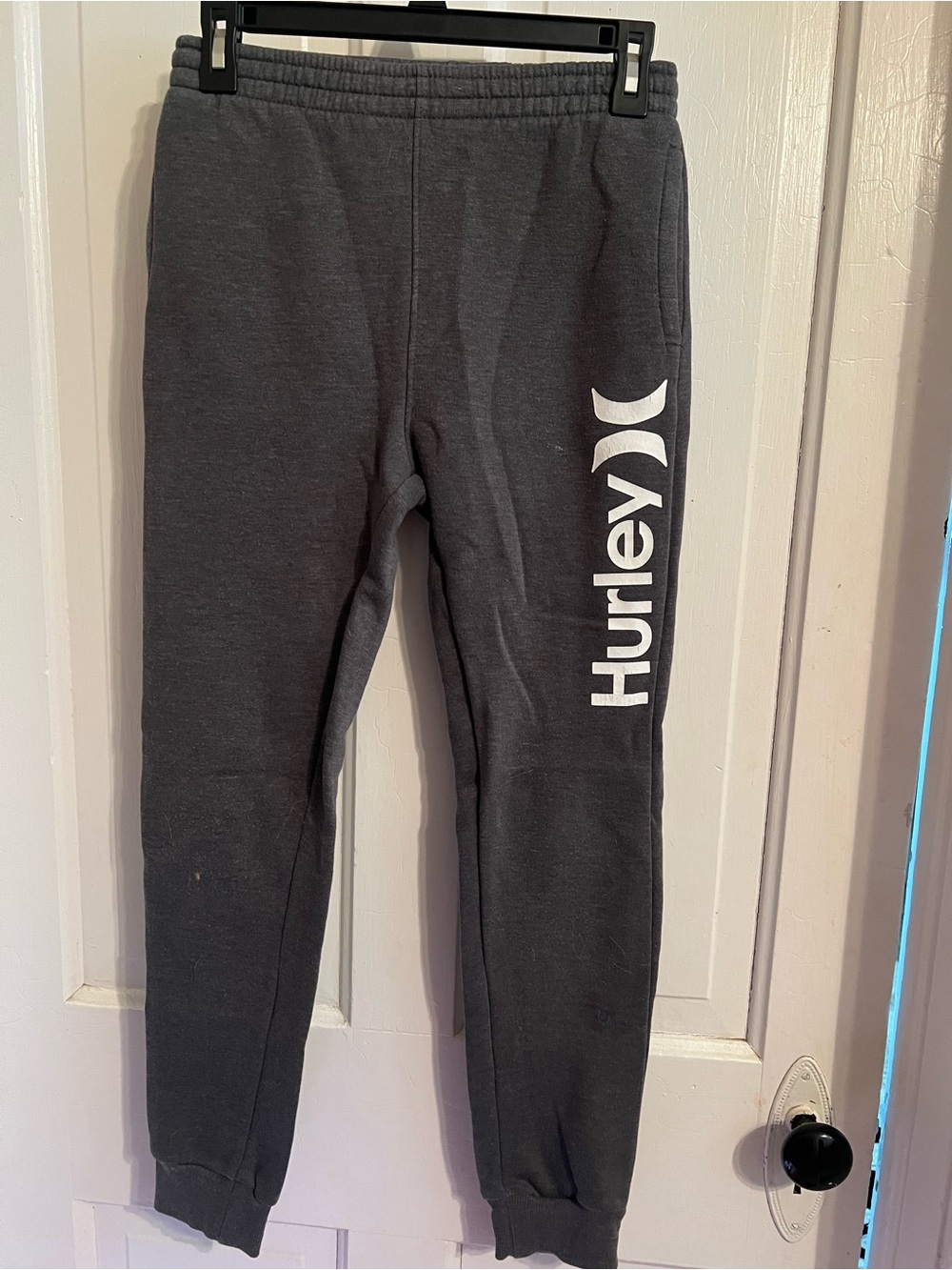 Hurley Kids Dark Gray Jogger Sweatpants with White Logo